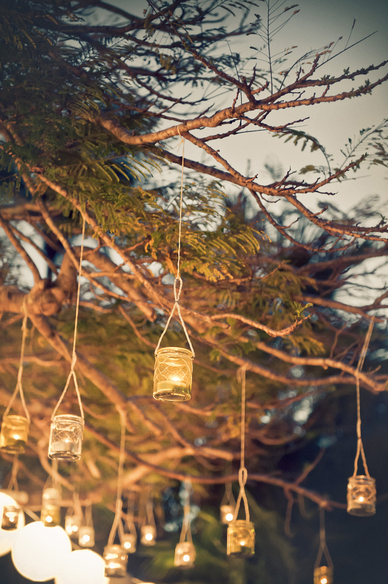 Hanging glass votives by Lovestruck Weddings