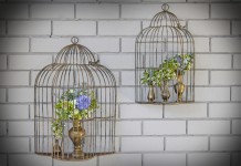 wall bird cages with flowers