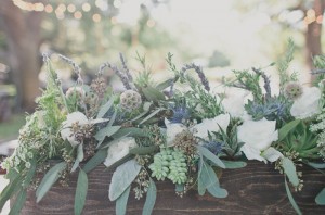 country wedding flowers in wooden box