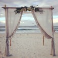 Byron Bay Beach Wedding Bamboo Arbour with Draping by Lovestruck Weddings