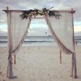 Byron Bay Beach Wedding Bamboo Arbour with Draping by Lovestruck Weddings