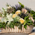 Lovestruck Beach Wedding Seagrass Baskets. Flowers by Elyssium Blooms.