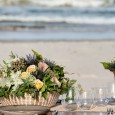 Lovestruck Beach Wedding Seagrass Baskets. Flowers by Elyssium Blooms.