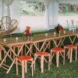Orange Stool and Bamboo Table Hire by Lovestruck Weddings