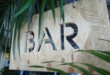 Palm Leaf Bar Sign Hire by Lovestruck Weddings