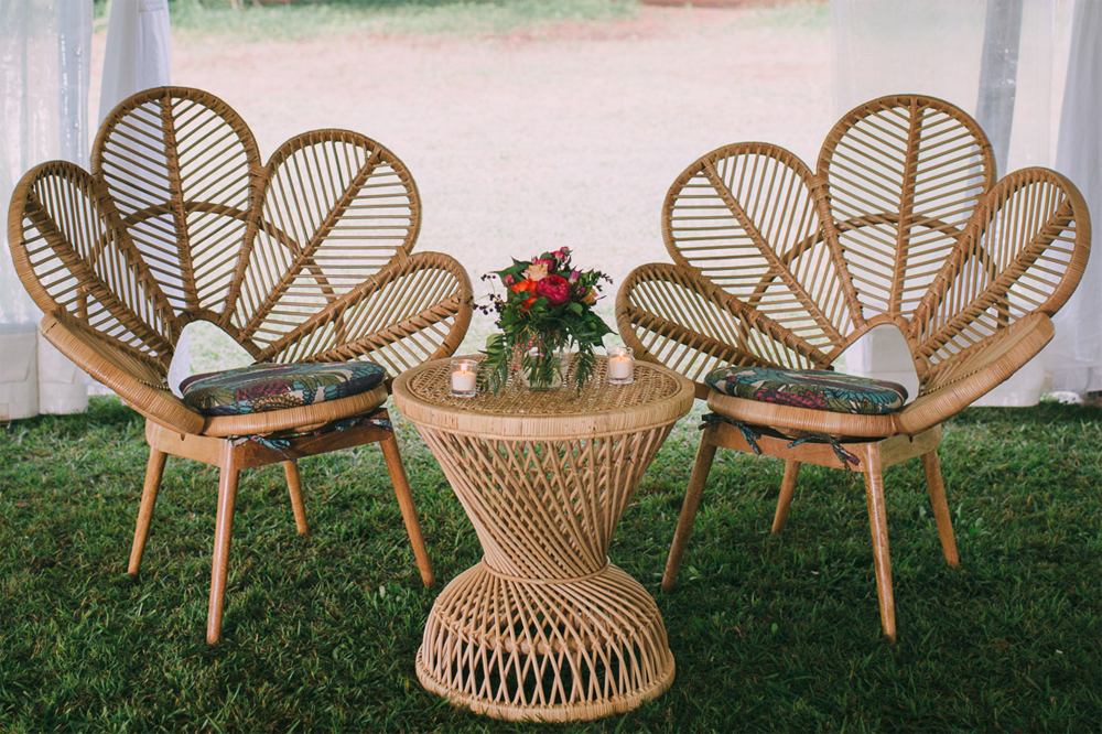 Rattan furniture hire by Lovestruck Weddings