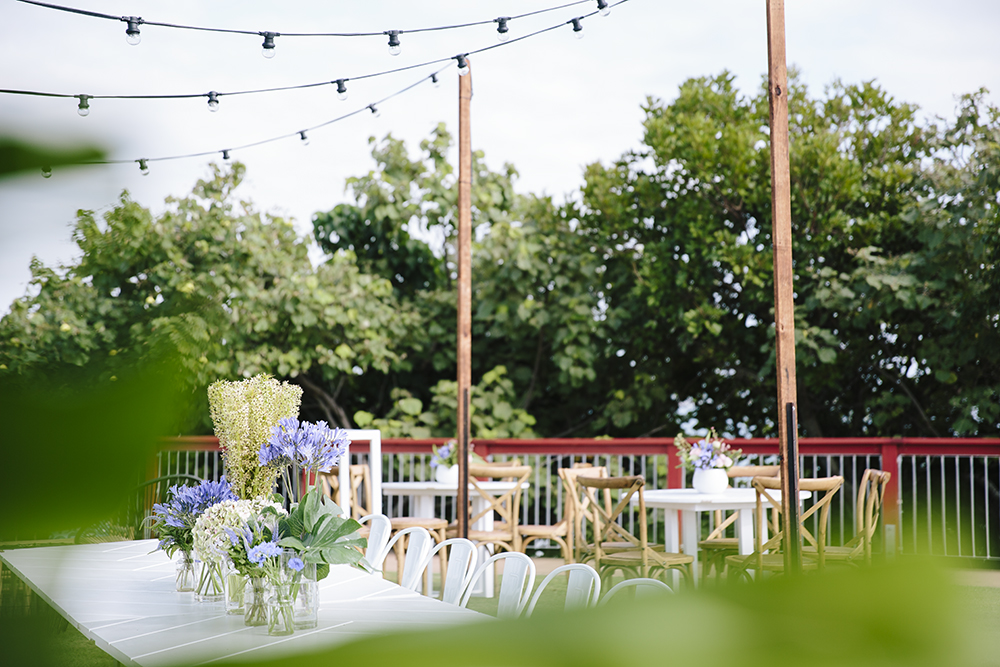 Kirra Hill Community Centre Cocktail Wedding - Furniture hire by Lovestruck Weddings. Lighting by Elyssium Lighting.