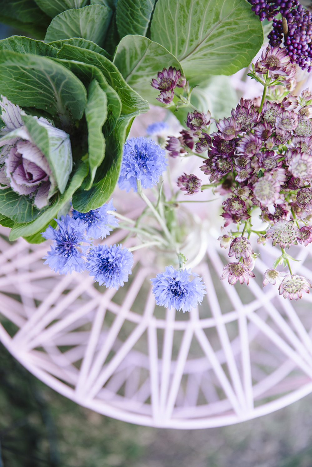 Pink Wire Side Table Hire by Lovestruck Weddings.  Flowers by Elyssium Blooms.