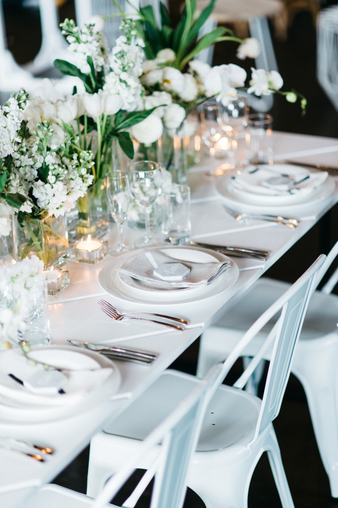 White Parquetry Table Hire by Lovestruck Weddings